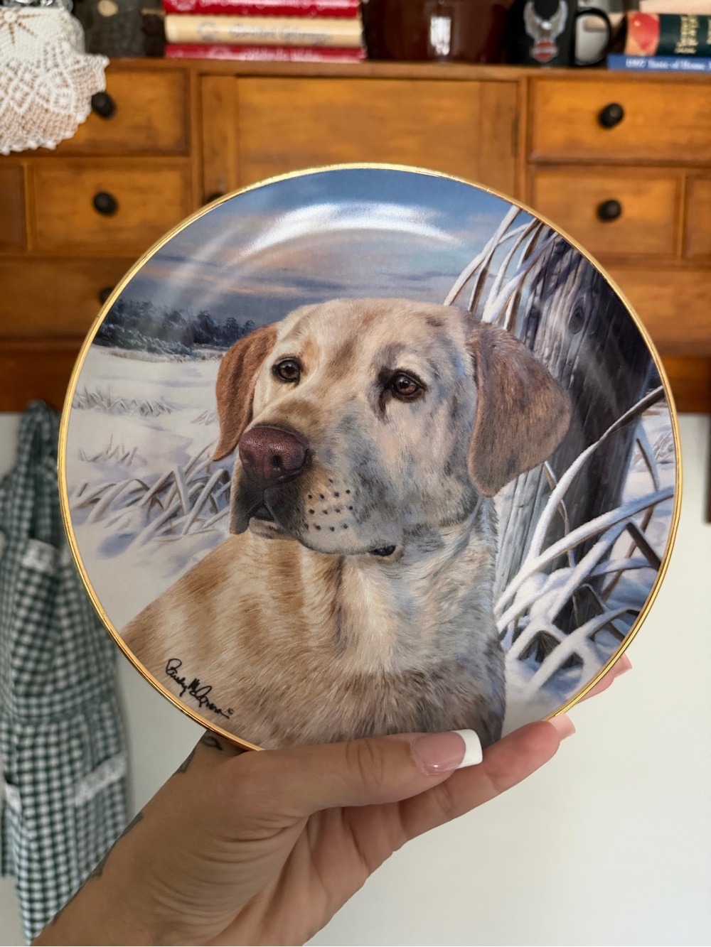 Dog Portrait Collectible Plate - Yellow Labrador Design